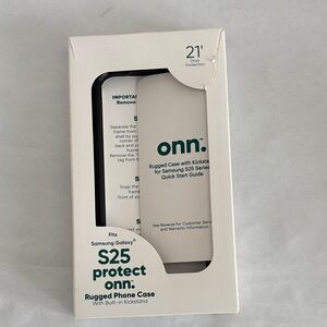 Onn Rugged Phone Case for Samsung S25 with built-in kickstand new black